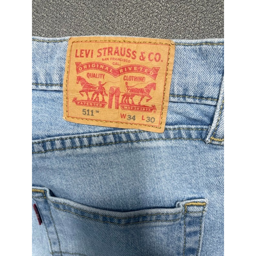 Levis Jeans Mens Size 34 x 30 Blue Denim 511 Slim Fit Straight Mid Rise Stretch - Picture 6 of 14